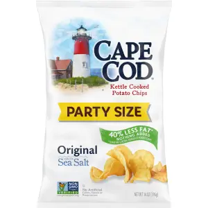 Cape Cod Potato Chips, Original Kettle Chips, 14 oz Party Size Less Fat