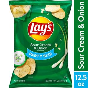 Lay's Sour Cream & Onion Flavored Potato Chips, Party Size, 12.5 oz Bag