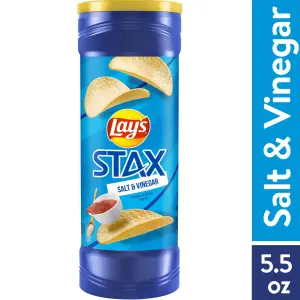 Lay's Stax Salt & Vinegar Flavored Potato Chips, 5.5 oz Canister