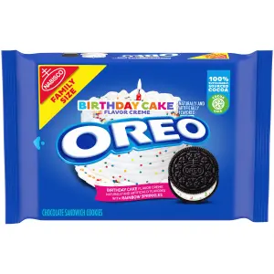 OREO Birthday Cake Chocolate Sandwich Cookies, Family Size, 17 oz