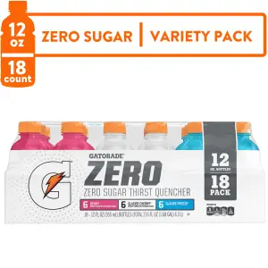 Gatorade G Zero Sugar 3 Flavor Variety Pack Thirst Quencher Sports Drink, 12 oz, 18 Pack Bottles