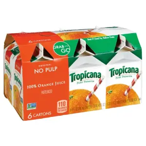 Tropicana Pure Premium, No Pulp 100% Orange Juice, 8 oz, 6 Pack